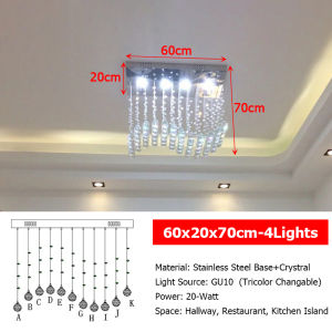 LANTU Rectangular Dining Room Crystal Chandelier Creative Modern Minimalist Dining Room Ceiling Light Living Room Entrance Crystal Chandelier And Bar Lamp