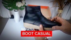 CBR SIX Sepatu kasual boot wanita / Kulit sintetis hitam / BCC 958