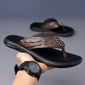 NUDANLAI | Summer Mens Leather Sandals with Crocodile Texture