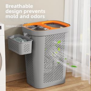 DANBIYIN | Large Capacity Partitioned Laundry Basket With Lid