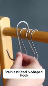 10Pcs Hooks S Stainless Steel Kitchen Utensil Clothes Hanger Hanging Door Closet Hangable