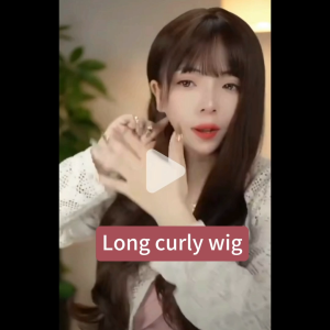 【COD/READY】 Long Curly Hair Wig with Air Bangs Women Girls Big Wave Natural Hair Extension Full Headgear Fluffy Hair Wigs
