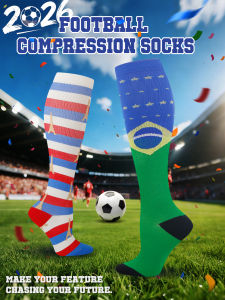 1 Pair 2026 Soccer Compression Socks Country Flag Themed Sports Socks for Men Women
