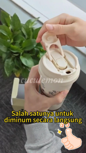 CucuLemon Termos Kopi 530ml Botol Minum Stainless Steel Vacuum Tumbler Air Panas Gelas Teh susu Cup