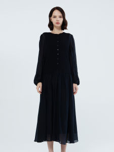 Cellulose Acetate Patchwork Slim-fit Leisure Dress