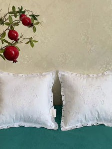 Embroidered Hollow out Lace Trim Pure White Pillowcase Square Modern Simplicity Style Home Decor Cotton Washable Cushion Cover