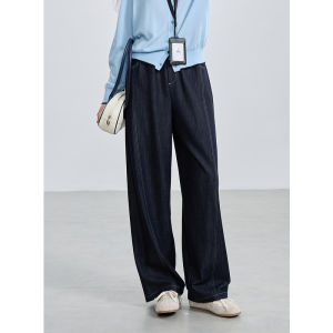 plus Size Casual Straight Leg Jeans Banana Pants Fake Denim Slimming Effect for plus Size Women Spring 2025 New Arrival