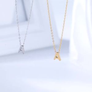Hàn Bán Chạy 26 Chữ Cái Màu Vàng Kim 18k Vàng Thật Mạ Không Phai Trang Sức 304 Chất Liệu Vòng Cổ Bằng Thép Không Gỉ