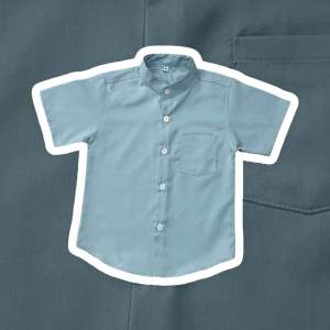 เสื้อเชิ้ตเด็กคอจีนสีพื้นกระดุมขาว ผ้าคอตตอนทวิล งานไทยผ้าเกรดพรีเมี่ยม