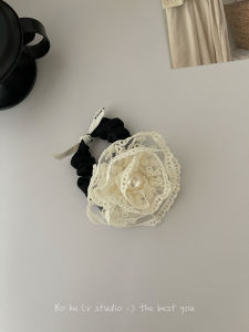 ยางรัดผมลายดอกไม้ลูกไม้สไตล์นุ่ม ยางรัดผมลายดอกชาตัวใหญ่ ยางรัดผมสไตล์สาวๆ ยางรัดผมแฟชั่นสไตล์เกาหลี