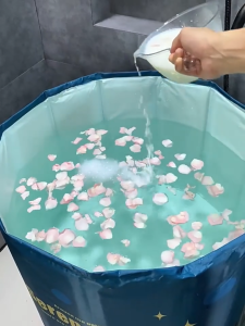 FurFi Foldable Bathtub  No-Install Portable Soaking Tub for Adults   Thickened Insulated Bath Barrel  Suitable For All Seasons Refreshing Bath