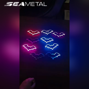 SEAMETAL Bat Shape Car Window Atmosphere Lamp Solar Type C Dual Charging Smart Vibration Detection Suction Cup Installation