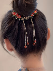 Lucky Persimmon Persimmon Tassel Hairpin Bun Fixed Gadget Grip Female Fancy Hair Clip Half Tie Hair Updo Holder