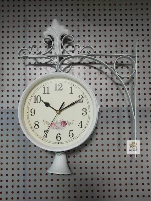 Jam Dinding Gantung Dua Sisi Shabby Vintage Garden Cafe
