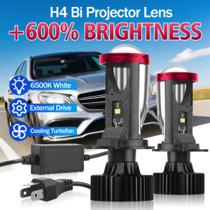 2PCS H4 LED Headlight 30000LM High Low Beam HB2 Dual Projector Mini Lens For Auto Lamp Canbus Turbo Fan Car Motorcycle Bulbs