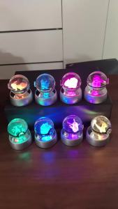 Takara Tomy | Pokemon 3D Crystal Ball Pikachu Gengar Eevee Mewtwo Anime Game Pokeball Led Night Light Base Kids Birthday Gift Home Decoration
