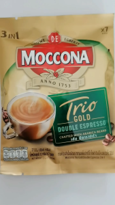 1 ถุง 7 ซอง Moccona Trio Gold Double Espresso กาแฟทรีอินวัน กาแฟ ปรุงสำเร็จพร้อมดื่ม มอคโคน่า ทรีโอ