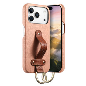 szhaiyu | Wrist Strap Ring Lychee Leather Phone Case for IPhone 17 Air 16E 16 15 Plus 14 13 12 11 18 Pro Max Shockproof Protective Cover