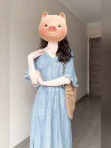 Elegant New Chinese Style Womens Dress Classy Atmosphere Summer 2025 Season Polyester Fiber A-Line Skirt V-Neck Short Sleeve