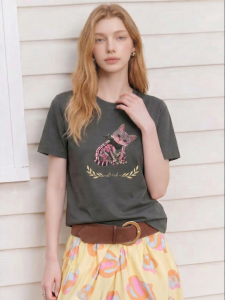 Regular Fit Short Sleeve Summer New Gray Loose T-Shirt
