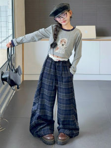 MPW | Trendy Plaid Wide Leg Pants Two Piece Set For Girls Autumn Fashion Childrens Clothing Casual Style Standard Package MPW Brand