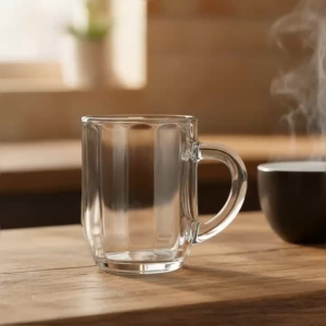 Set 2 Ly Thủy Tinh Quai Cầm The Wide Mouth Mug Miệng Rộng Uống Trà Đá Cà Phê Bia Mini 300ml