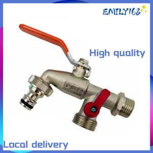Faucet Brass 1/2 Threaded Connection Dual spout faucets multifunction durable high-temperature resistant outdoor faucet garden watering tool