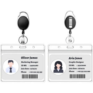 20 Pack of ID card holders，Horizontal heavy-duty waterproof ID card holder，Belt 20+2 Pack of Retractable Badge Holder Reels：Offi