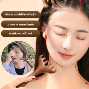 【พร้อมส่ง】นวดหนังศีรษะ หวีไม้ หวีบําบัดศีรษะที่เป็นมิตรกับสิ่งแวดล้อม ไม้จันทน์สีทองธรรมชาติโค้งมน