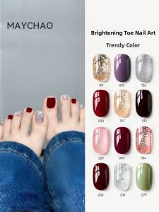 MAYCHAO | Sơn Móng Chân Gel Đỏ Cherry Sáng Trắng Da