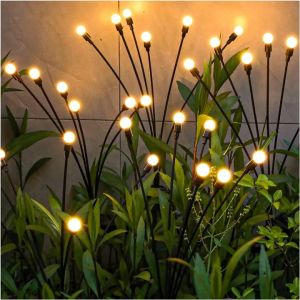 Solar Powered Firefly Lights Solar Garden LED Lamps Outdoor Waterproof Starburst Swaying Solar Garden Decorative Light Yard Patio Pathway Decoration Christmas Lamp