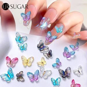 UR SUGAR 30/100 PCS Colorful Aurora Butterfly Nail Art Decoration DIY Nail Art Nail Gel Decoration Accessories