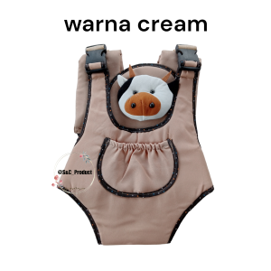 Gendongan Bayi Ergonomis Desain Ransel dengan Boneka Sapi - Bahan Katun Nyaman untuk 0-3 Bulan