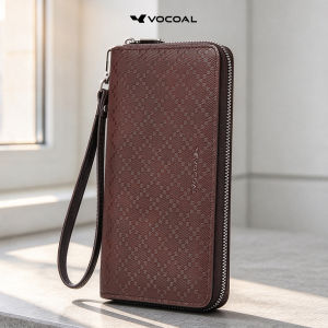 VOCOAL Fashion Long Wallet Men Long PU Leather Wallet RFID Blocking Anti-theft Zipper Purse Detachable Wrist Strap Large Capacity Card Holder