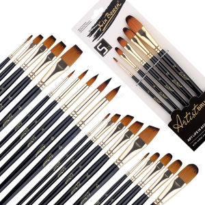 5pcs/Set Nylon Hair brush Acrylic DIY Watercolor Pen Oil Paint Brush Set Round Flat Brush for Artists Painters Beginners