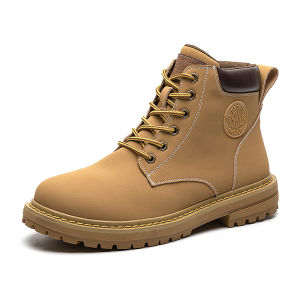 Mens Wide Plus Last Large Size High Top Tooling Boots Lace Up Non-Slip Outdoor Daily Trend Rhubarb Boots