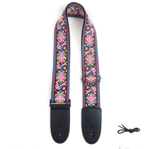 Adjustable Guitar Strap Embroidered Print Ethnic Style Guitar Strap for Folk Electric Guitar Bass Ukulele Guitar Accessories
