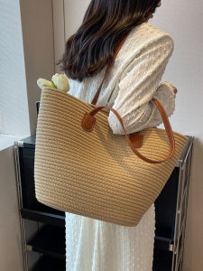 Woven Straw Woven Bag Womens Large Capacity 2024 New Arrival Vegetable Basket Shoulder Bag Beach Classy Sentong Qin Tote Bag