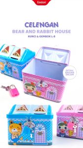 Celengan Bear Rumah L8 / Celengan fancy gembok+kunci