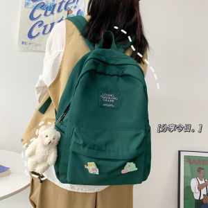 Stylish Korean and Japanese Style Ulzzang High School and College Backpack for Boys and Girls Leisure Waterproof Nylon Cloth Zipper Closure