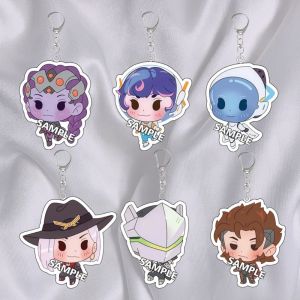 Bandai | For Overwatch Game Peripheral Juno Ashe Sombra Acrylic KeyChain Q Version Cartoons Backpack Pendant Exquisite Festival Gift