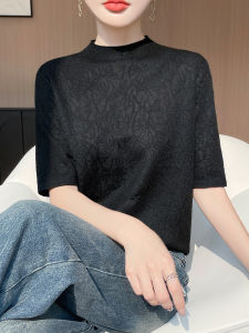 เสื้อสเวตเตอร์ถักคอตั้งแขนยาว 5 นิ้ว ผ้าขนสัตว์เนื้อบาง ทรงหลวม ทรงเข้ารูป ทรงปกติ ฤดูใบไม้ผลิและฤดูร้อน 2025