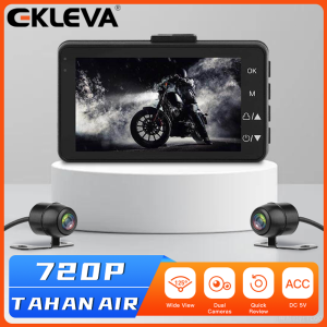 EKLEVA Motorcycle Handlebar Mount DVR Dash Cam 3 inch LCD Front Rear 720P Dual Camera Video Recorder G-sensor WDR Dashcam