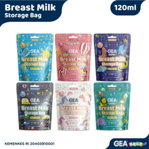 GEA Baby Kantong Asi Storage Bag Double Zipper 120ml 100ml 200ml - Wadah Tempat Susu Asi Anak Bayi Kemenkes RI Anti Bocor