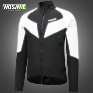 WOSAWE Full Reflective Cycling Jacket Men Women Windproof Night Running Hiking Jacket Water-repellent Bicycle Windbreaker