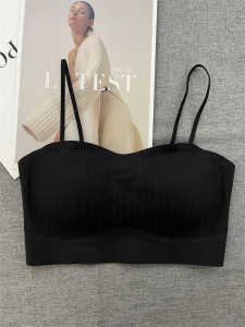 Ice Silk Seamless off-Neck Back Hollow-out Beauty Back Tube Top Intimates Womens Fixed Thin Cup Large Boob Size Concealing Bra 639