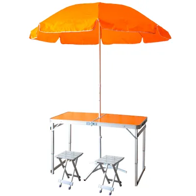 Portable Promotion Folding Table and Chair Set with Umbrella