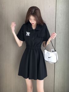Slimming Summer Polo Dress Elastic Waist