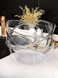 อ่างล้างหน้าพลาสติกโปร่งใส ทรงกลม ความลึกเพิ่มขึ้น อ่างล้างเท้า อ่างล้างผัก อ่างล้างของใช้ในครัวเรือน อ่างล้างหน้าขนาดใหญ่และเล็ก