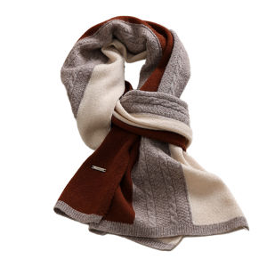 YINGMEI | 100% Merino Wool Color Block Scarf for Women